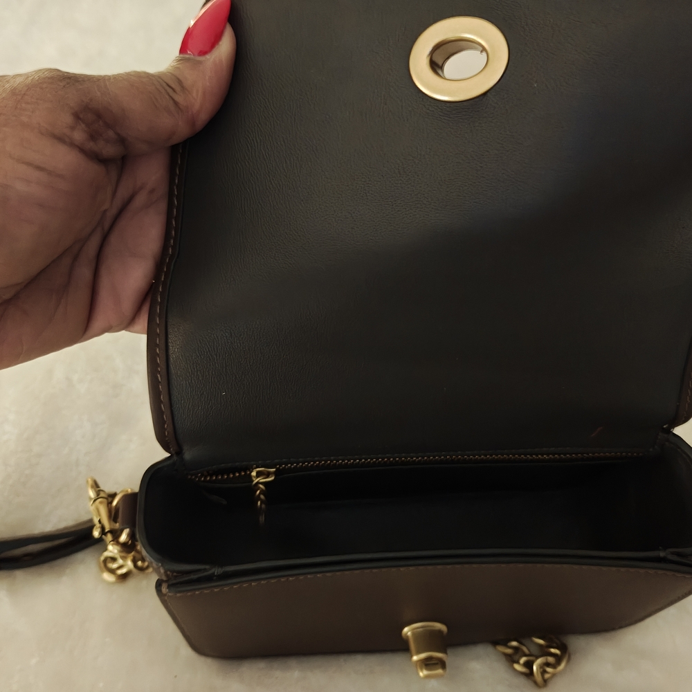 Coach Brown Patterned Crossbody Bag with Gold Chain - Picture 5 of 5